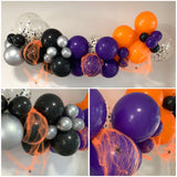 Halloween Balloon Garland Arch Purple Black Orange Party Plaza