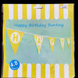 Happy Birthday Banner - Yellow - 4.8m