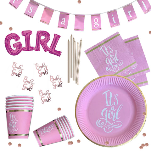 It's a Girl - Baby Shower Party Kit - 16 Guests