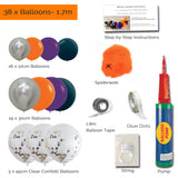 Balloon Garland DIY Kit - Halloween - Black, Orange & Purple - 1.7m