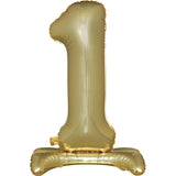 Number 1 Standing Foil Balloon - White Gold - 76cm - Air Filled