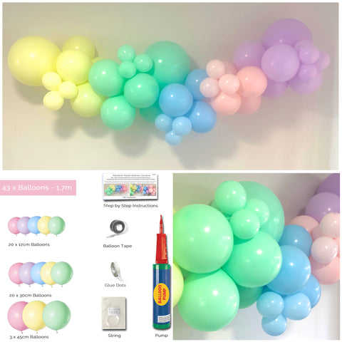 pastel rainbow balloon arch garland kit