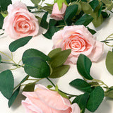 Pink Rose Garland - 2m - 9 Heads - Artificial