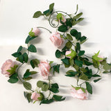 Pink Rose Garland - 2m - 9 Heads - Artificial