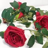 Red Rose Garland - 2m - 9 Heads - Artificial