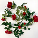 Red Rose Garland - 2m - 9 Heads - Artificial