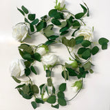 White Rose Garland - 2m - 9 Heads - Artificial