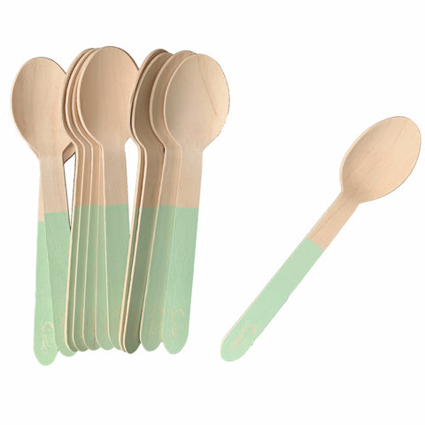 Wooden Spoons - 12 Pack - Green