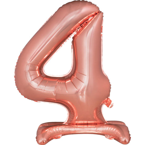 Number 4 Standing Foil Balloon - Rose Gold - 76cm - Air Filled