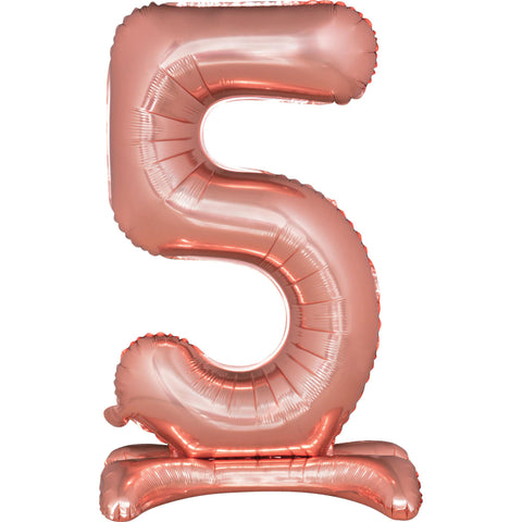 Number 5 Standing Foil Balloon - Rose Gold - 76cm - Air Filled