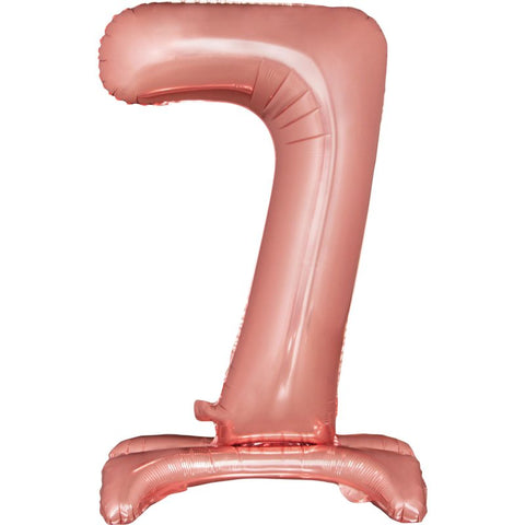 Number 7 Standing Foil Balloon - Rose Gold - 76cm - Air Filled