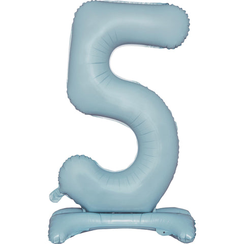 Number 5 Standing Foil Balloon - Pastel Blue - 76cm - Air Filled