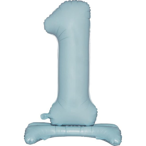 Number 1 Standing Foil Balloon - Pastel Blue - 76cm - Air Filled