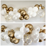 White and Gold confetti Balloon garland arch DIY Kit Party Plaza