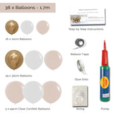 Balloon Arch Garland DIY Kit - White, Gold & Sand - 1.7m