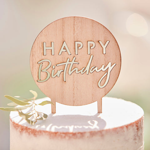 Happy Birthday - Wooden Cake topper