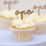 Cupcake Toppers Wood - One - 6 pack