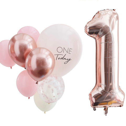 Foil Number Balloon - Rose Gold - 1 - 66cm Medium