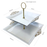 Cupcake Stand - 2 Tiers - White & Gold - 22cmH