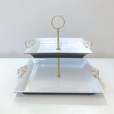 Cupcake Stand - 2 Tiers - White & Gold - 22cmH