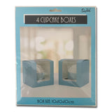 Blue Cupcake Box - 4 Pack - 10cm