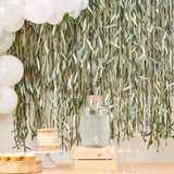 Rustic Eucalyptus Leaf & Ribbon Backdrop Curtain