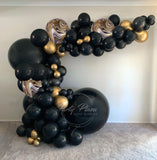 Foil Balloon - Black Orbz Marblez - 38cm