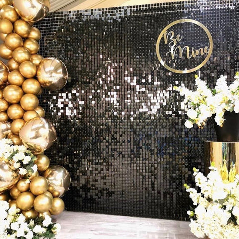 Black Shimmer Wall Panels x 48- 30cm x 30cm