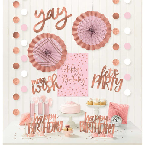 Birthday Room Decorating Kit - Rose Gold Blush x 12 pieces