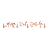 Happy Birthday - Banner Customisable Number - Blush Rose Gold - 2.74m