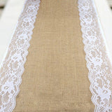 Table Runner - Hessian & White Lace - 2m