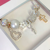 Mother Of Pearl Communion Cross - Children's Charm Bracelet