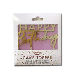 Cake Topper Acrylic - Happy Birthday - Gold