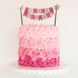 Cake Topper - Happy Birthday Bunting - Pink