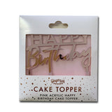 Cake Topper Acrylic - Happy Birthday - Pink