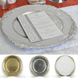 Charger Plates x 12 - Silver Vintage theme - 36cmD