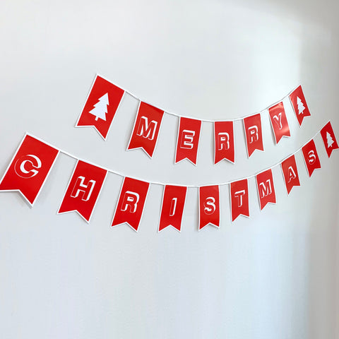 Red Merry Christmas bunting banner