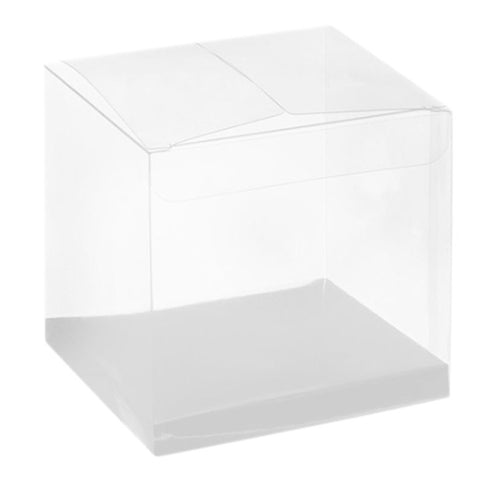 Clear Cube Favour Box - 9cm - White Base