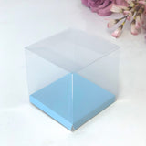 Clear Cupcake Box - Blue Base x 4 - 9cm