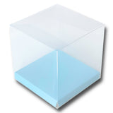 Clear Cupcake Box - Blue Base x 4 - 9cm