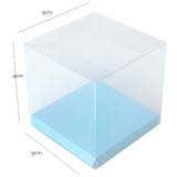 Clear Cupcake Box - Blue Base x 4 - 9cm