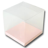 Clear Cupcake  Box - Pink Base x 4 - 9cm