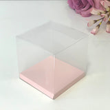 Clear Cupcake  Box - Pink Base x 4 - 9cm