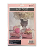 Clear Cupcake  Box - Pink Base x 4 - 9cm