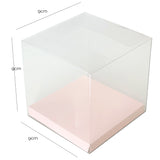 Clear Cupcake  Box - Pink Base x 4 - 9cm