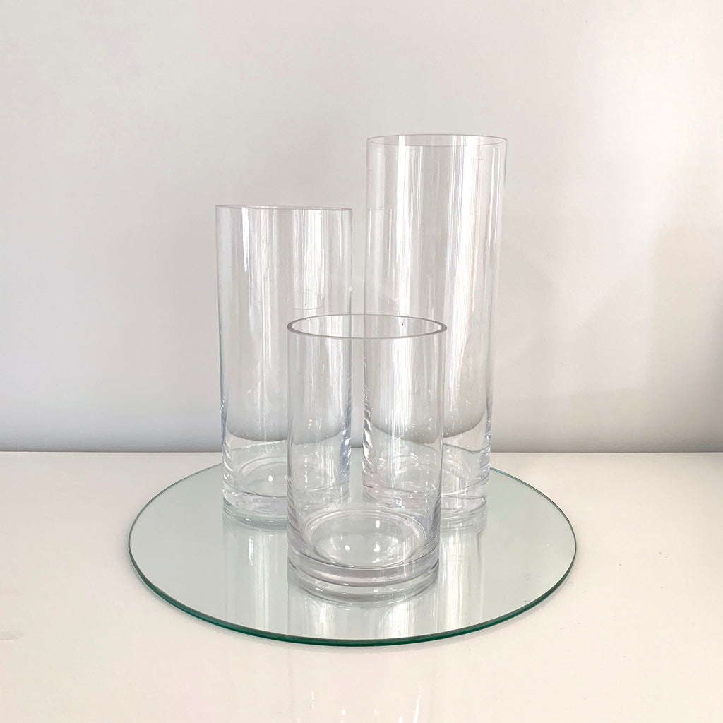 Glass Cylinder Vases Set of 3 Party Plaza Event Supplies