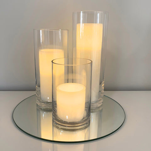 Glass Cylinder Vases - Set of 3