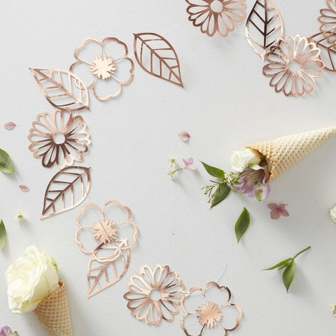 Rose Gold Flower Garland Banner - 18 x Flowers & Leaves