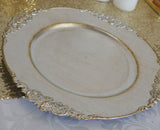 Charger Plates x 12 - Silver Vintage theme - 36cmD