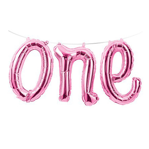 Foil Balloon One - Pink - DIY Inflation & Self Sealing - 102cm